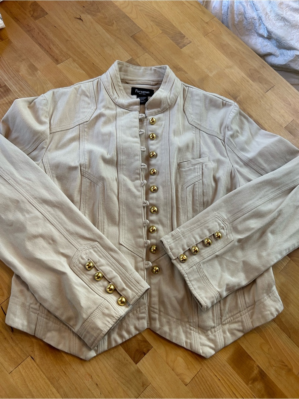 Y2K Napoleon Military Jacket Cream Gold Button Jacket